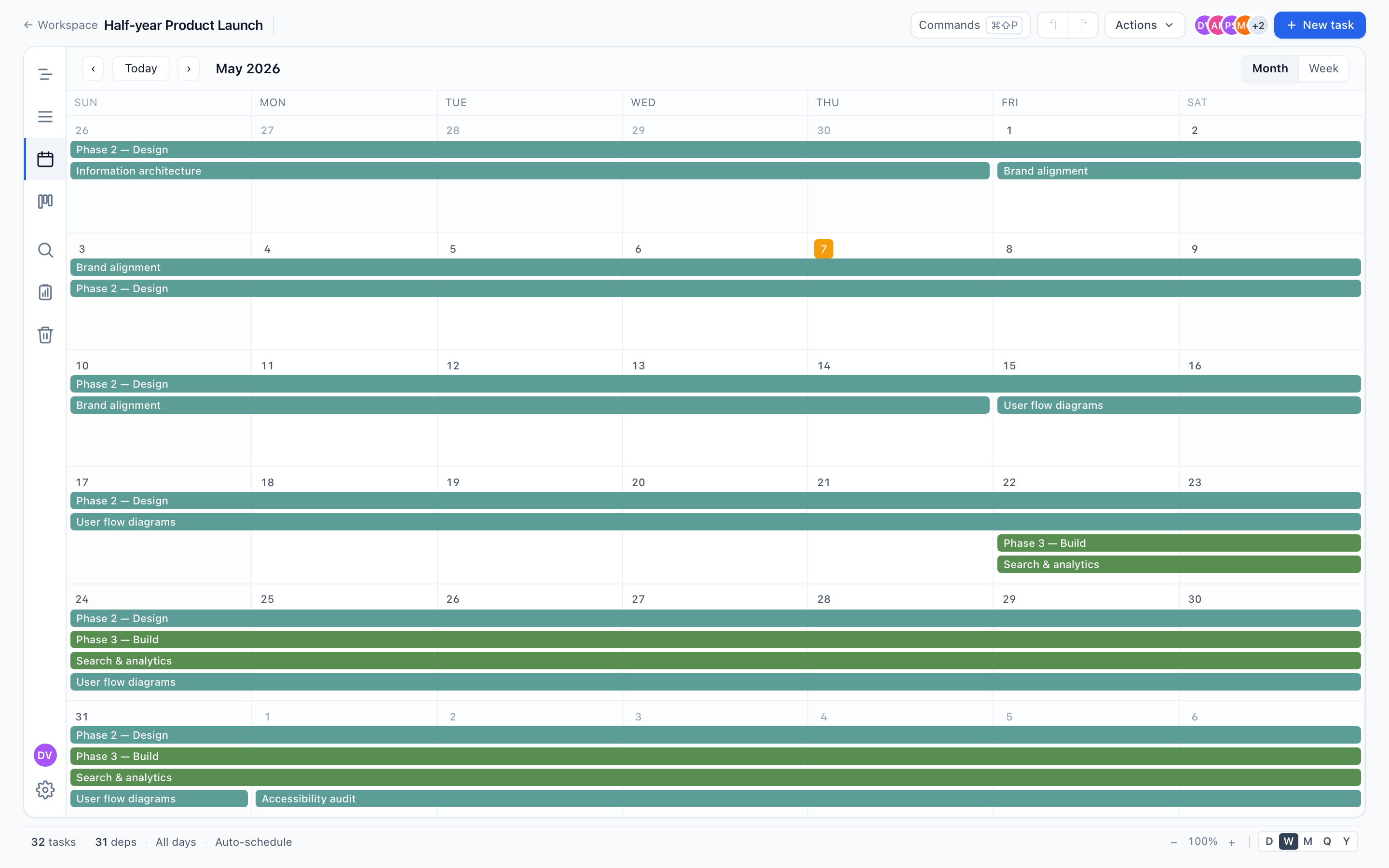 Monthly calendar view